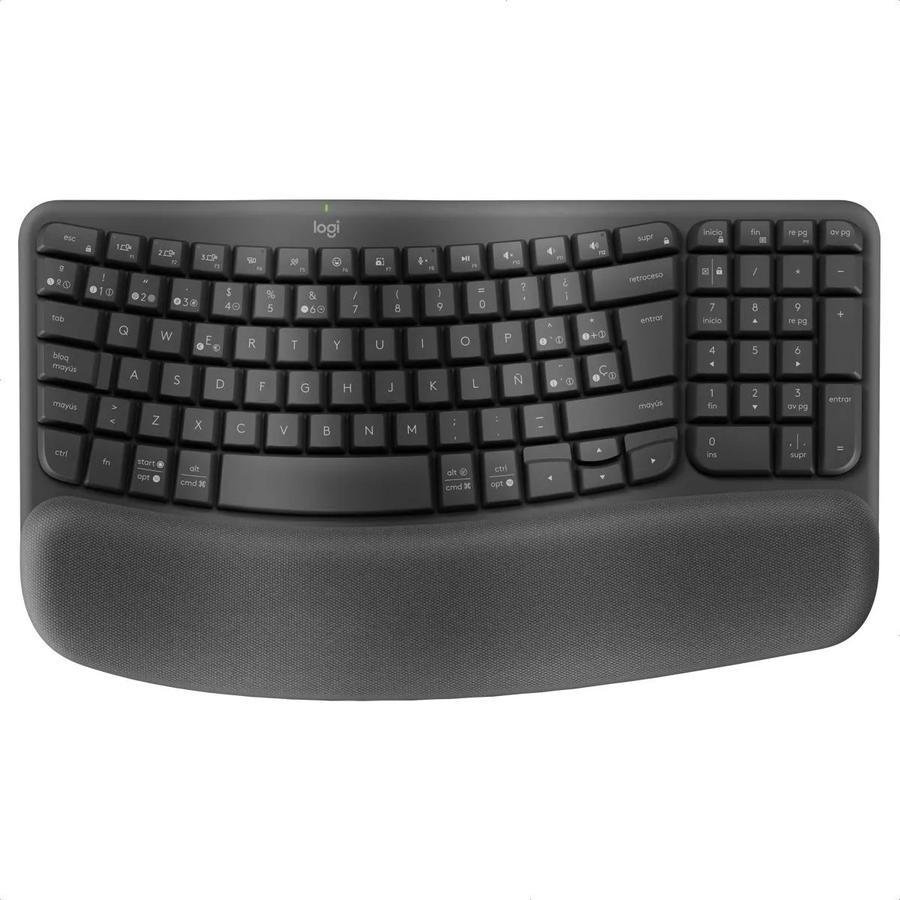 Teclado Ergonómico Inalámbrico Bluetooth Logitech Wave Keys Negro