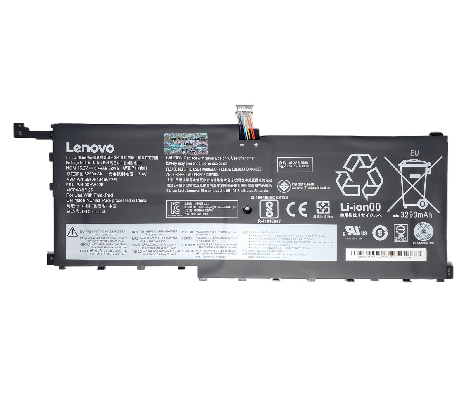 Bateria Original Lenovo 00HW028 52Wh 15.2V ThinkPad X1 Carbon G4 Yoga G1 G2