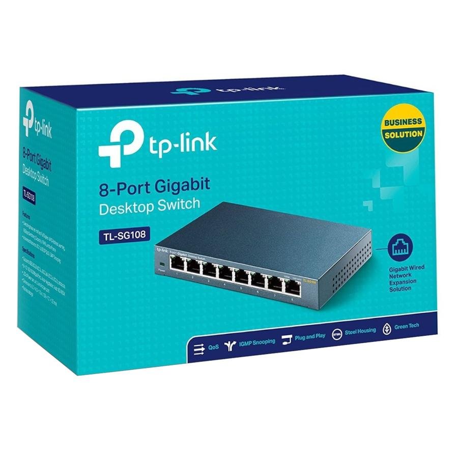 Switch 8 Ports 10/100/1000 Tp-Link (TL-SG108) acero
