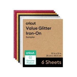 Papel Cricut Value Glitter Iron-On Sampler 10 X 12 Pulgadas 6 Hojas Fiesta