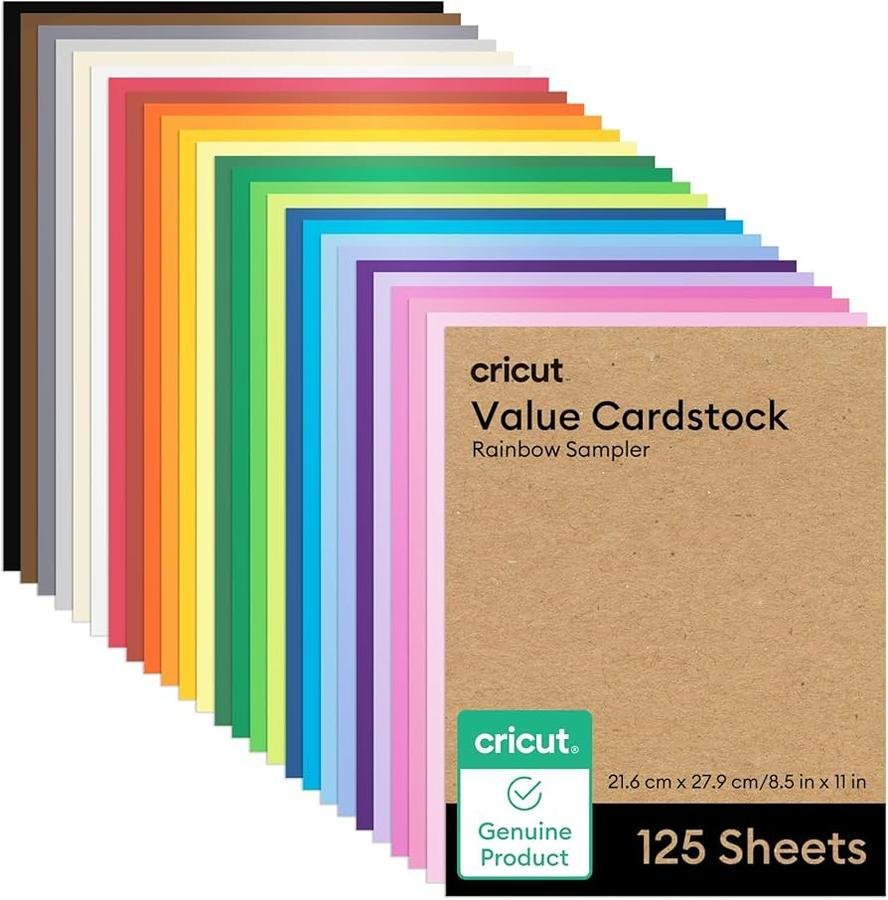 Cartulina De Muestra Cricut Value De 8,5 X 11 Pulgadas, 125 Hojas, Arcoíris