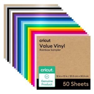 Papel Cricut Vinilo De Valor Permanente Sampler 12X12 Pulgadas 50 Hojas Arcoíris